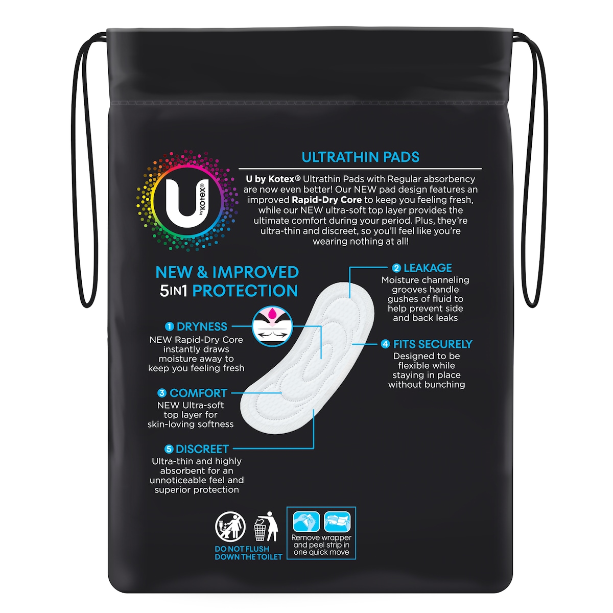 U by Kotex UltraThins Regular No Wing Pads 14 Pack