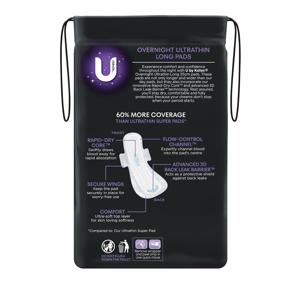 U by Kotex UltraThins Overnight Long Wing Pads 8 Pack