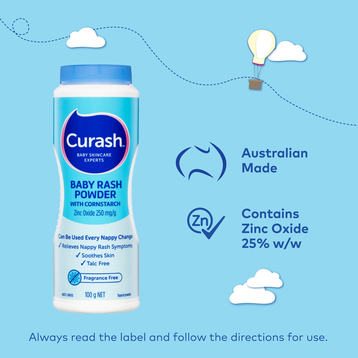 Curash Baby Rash Powder Fragrance Free 100g