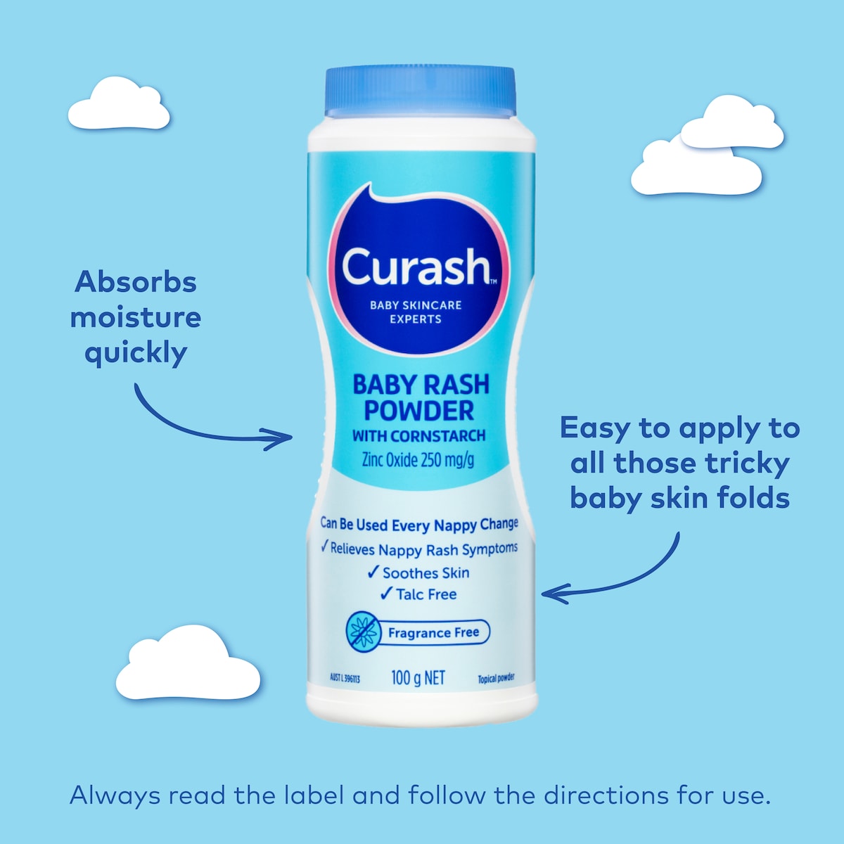 Curash Baby Rash Powder Fragrance Free 100g