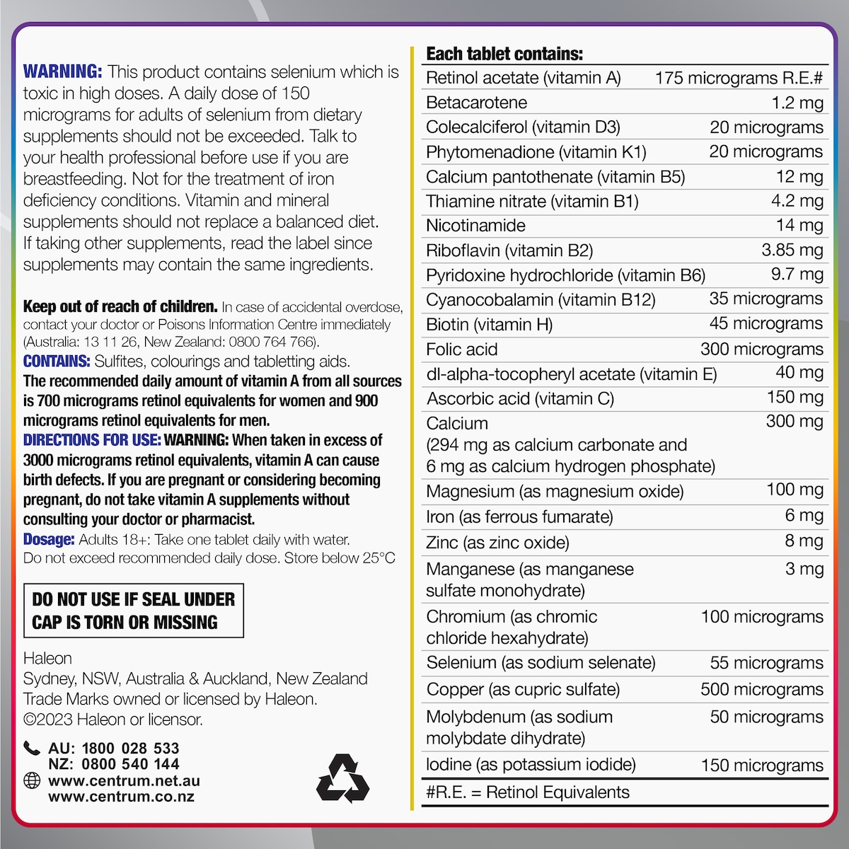 Centrum for Women 50+ Multivitamin 60 Tablets