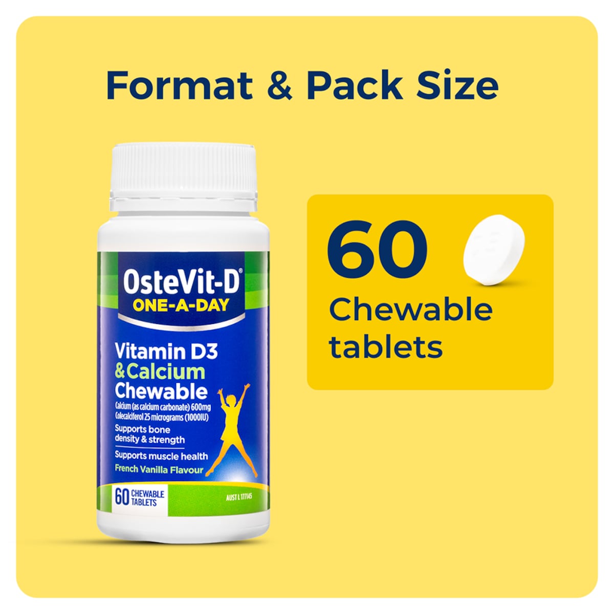 OsteVit-D One-a-Day Vitamin D3 & Calcium 60 Chewable Tablets