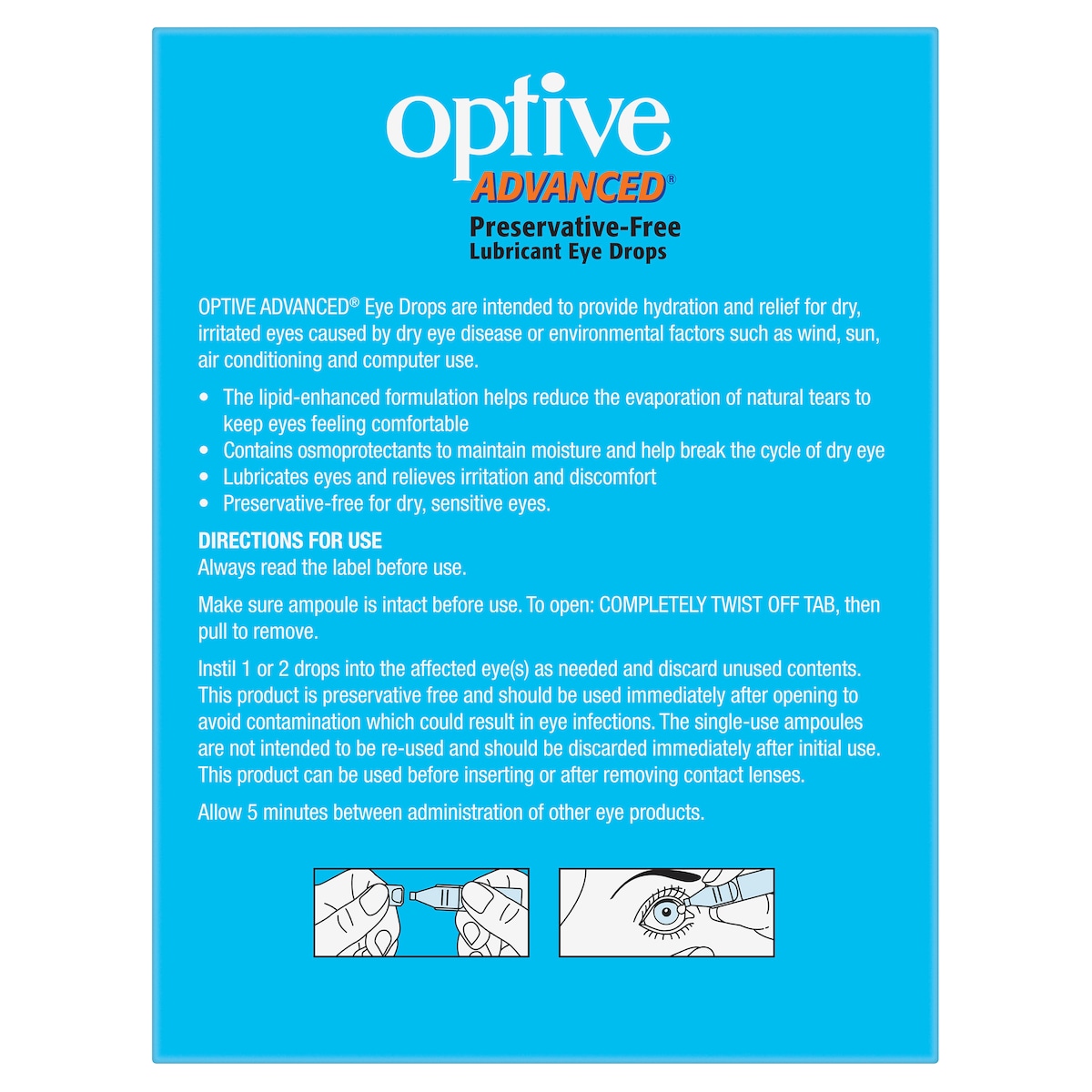 Optive Advanced Eye Drops 0.4ml x 30 Single Use Vials