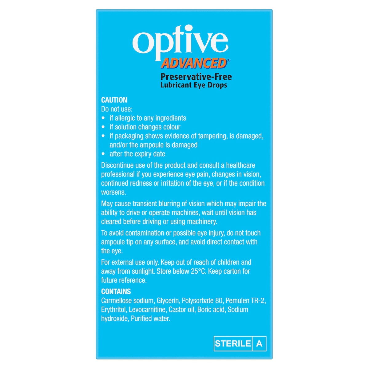 Optive Advanced Eye Drops 0.4ml x 30 Single Use Vials