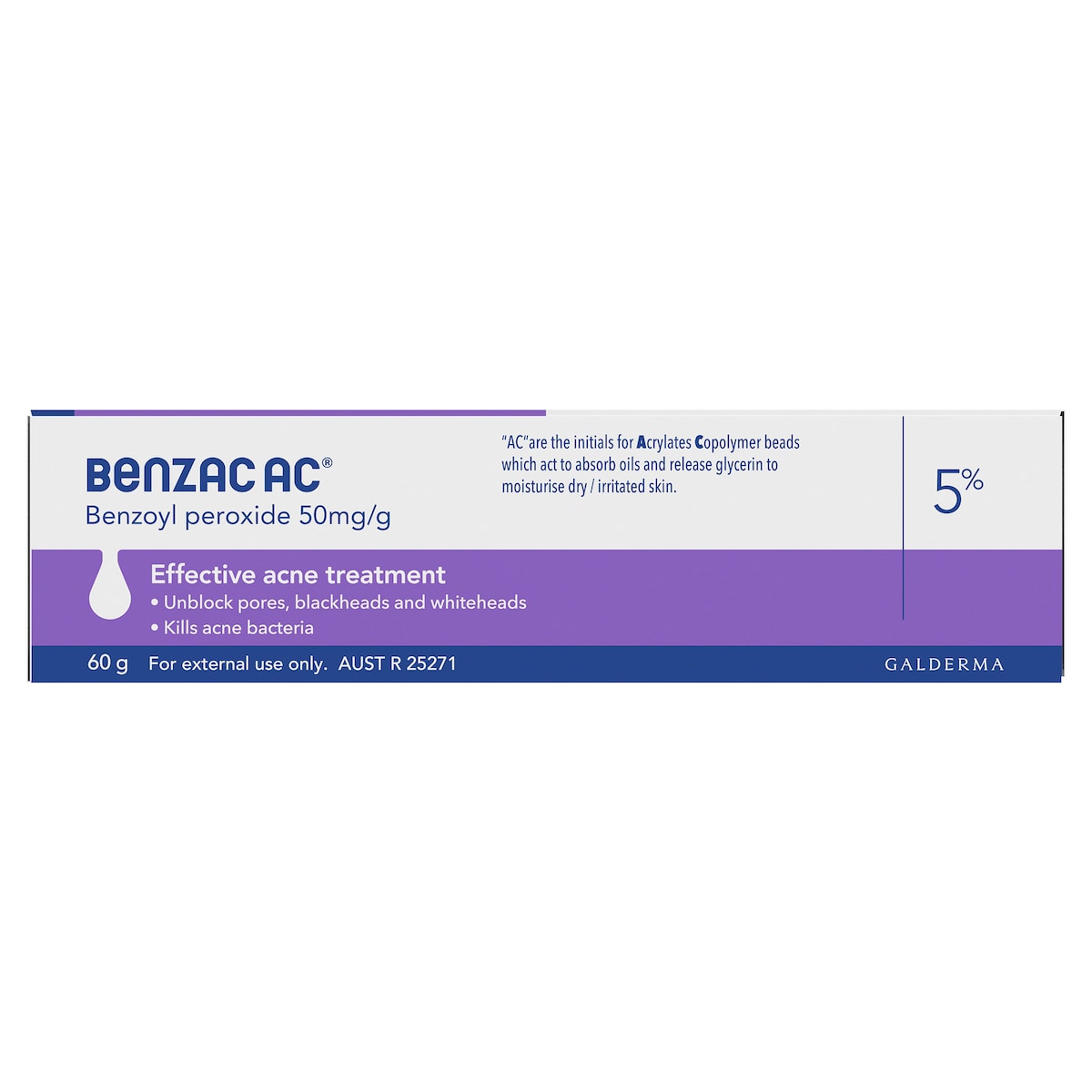 Benzac AC Moderate Strength 5.0% Acne Gel 60g