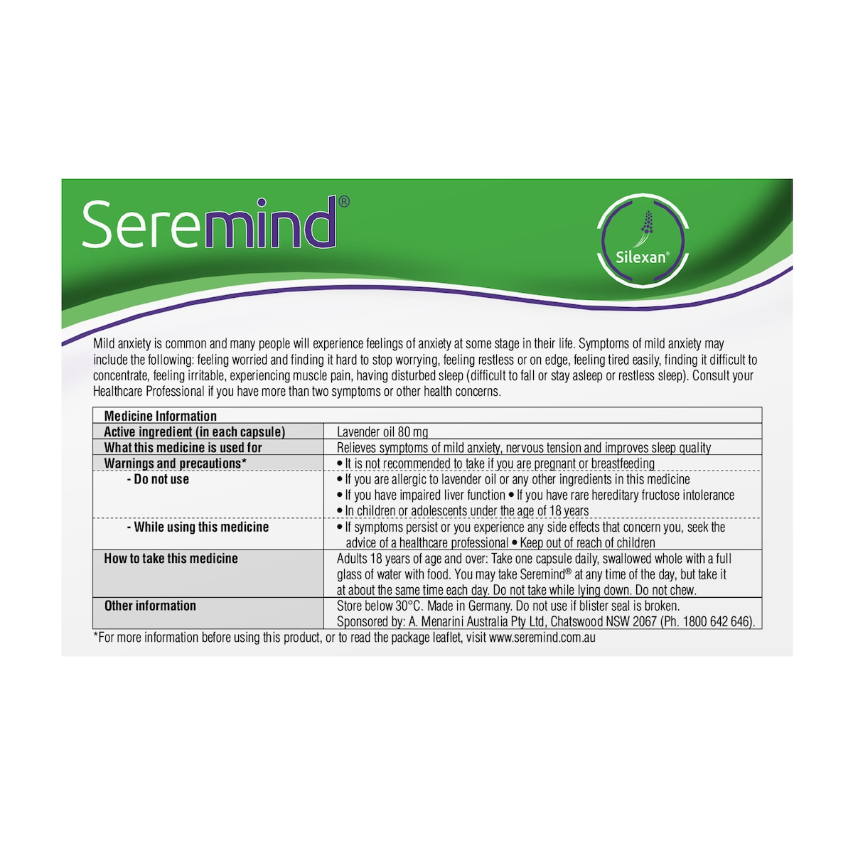 Seremind Lavender Oil 80mg 56 Capsules