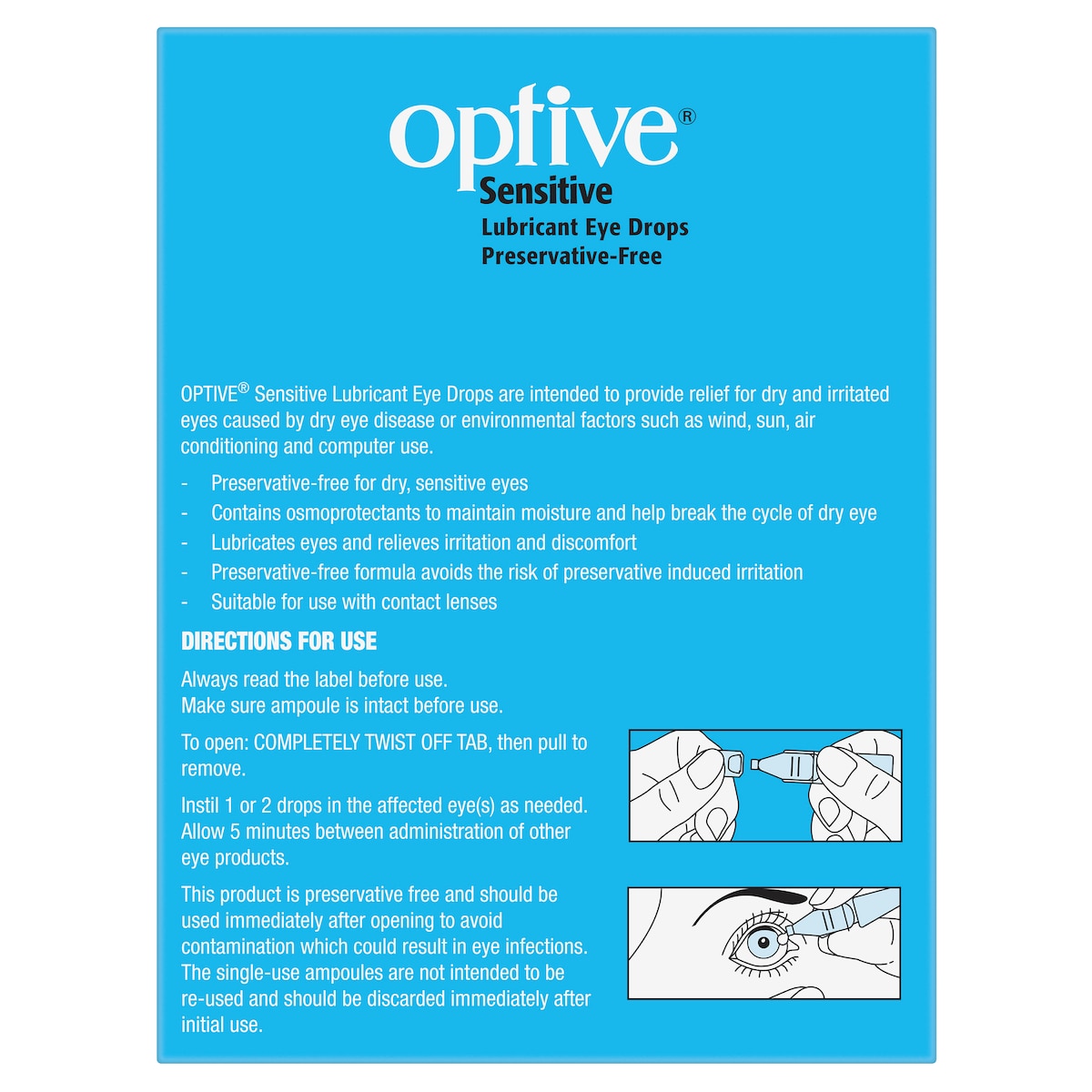 Optive Sensitive Eye Drops Preservative Free 0.4ml x 30 Vials