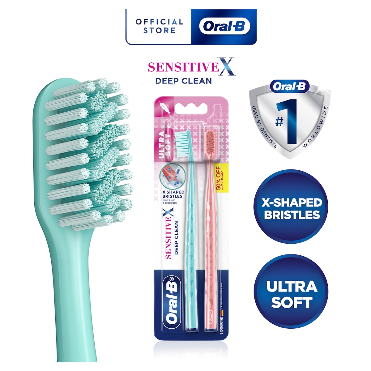 Oral B Toothbrush Sensitive X Deep Clean 2 Pack