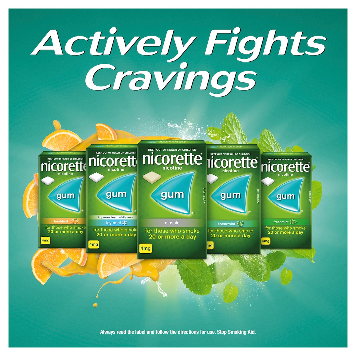 Nicorette Quit Smoking Nicotine Gum 4mg Fresh Fruit 75 Pack