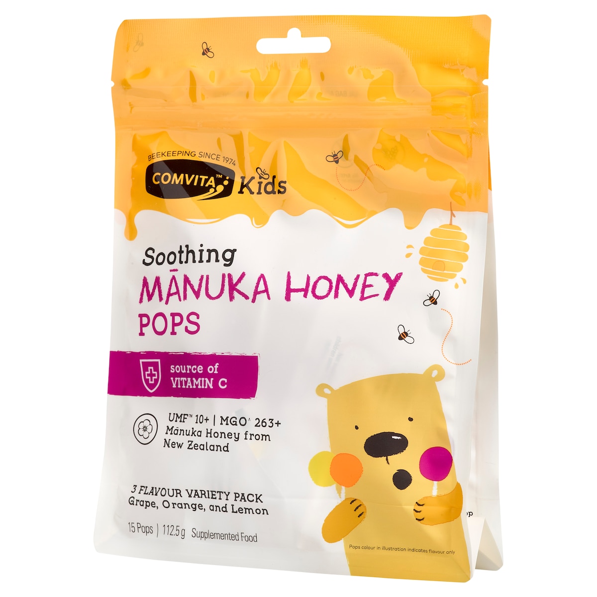 Comvita Kids Soothing Manuka Pops 3 Flavours 15 Pack