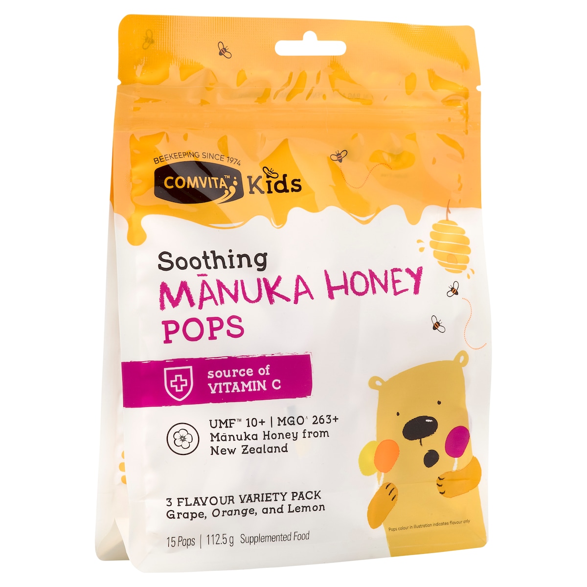 Comvita Kids Soothing Manuka Pops 3 Flavours 15 Pack