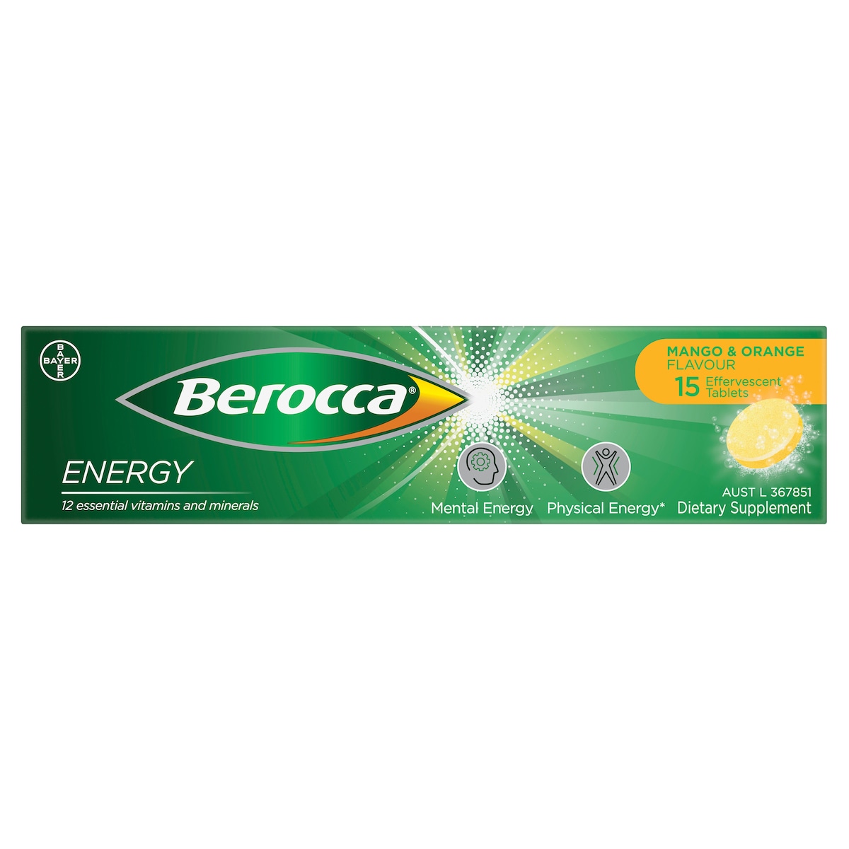 Berocca Energy Mango & Orange 45 Effervescent Tablets