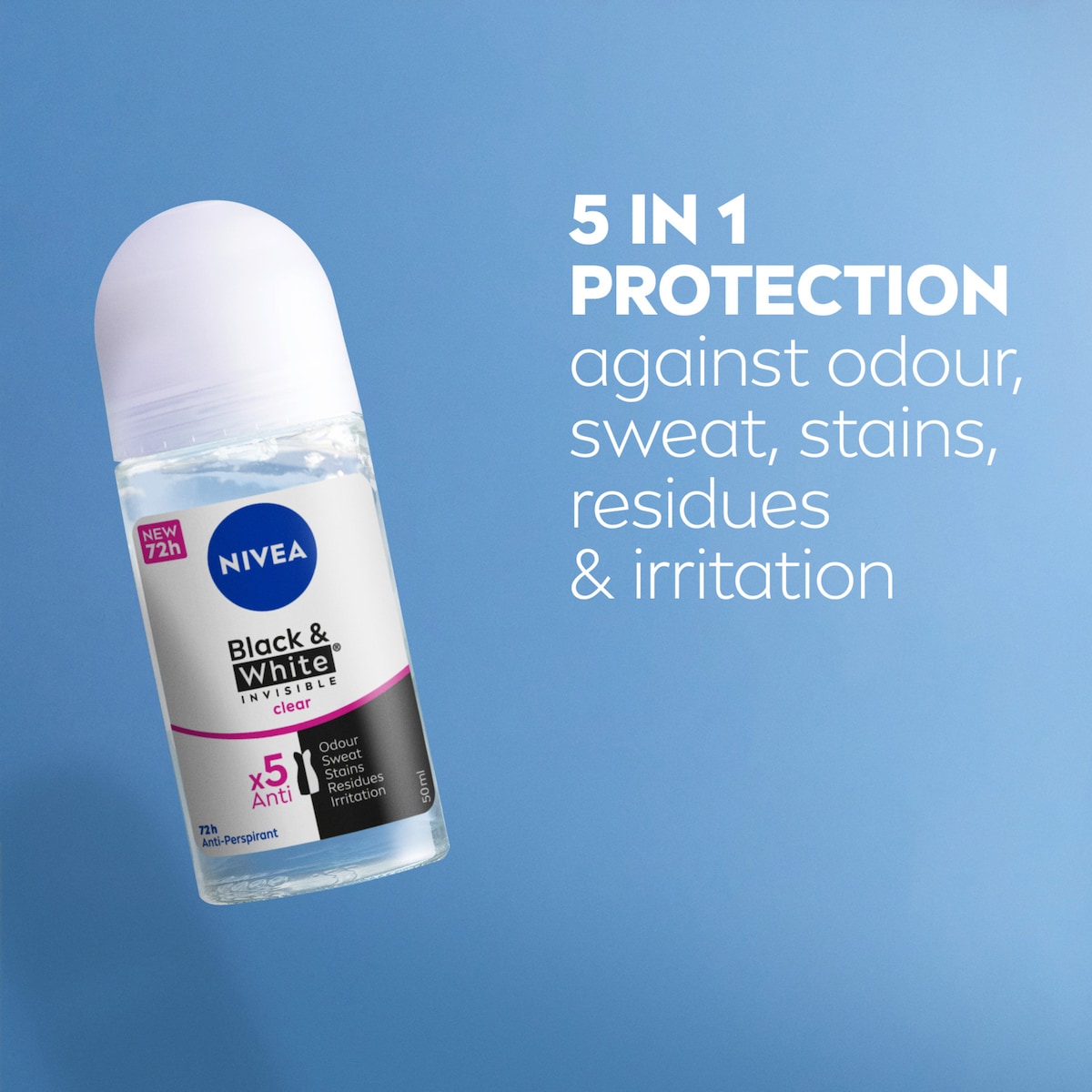 Nivea Invisible Black & White Clear Roll-on Deodorant 50ml